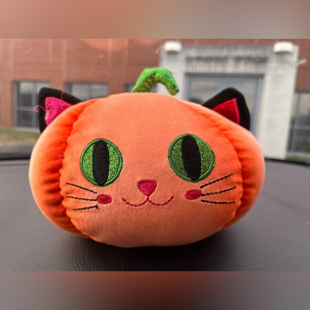 Plush Orange Cat Pumpkin Toy